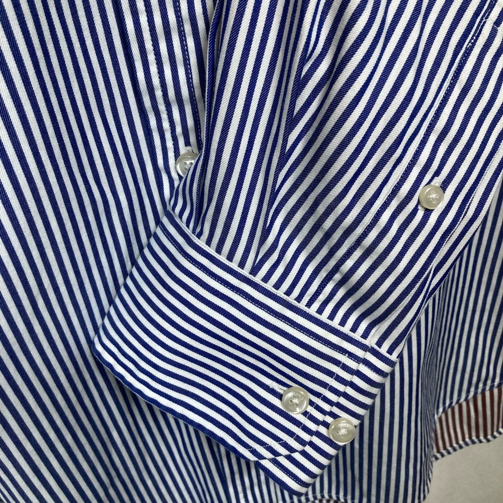 Lincs Davis Chu Men's Blue and White Striped Button Down Shirt Sz XL - Picture 11 of 16